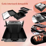 Ingrijire personala si Cosmetice - Machiaj - Portfarduri si genti cosmetice - Geanta profesionala pentru machiaj, tip Troler pentru produse de makeup, boxe Bluetooth integrate, prize si sertare - Infinity.ro