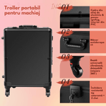 Ingrijire personala si Cosmetice - Machiaj - Portfarduri si genti cosmetice - Geanta profesionala pentru machiaj, tip Troler pentru produse de makeup, boxe Bluetooth integrate, prize si sertare - Infinity.ro