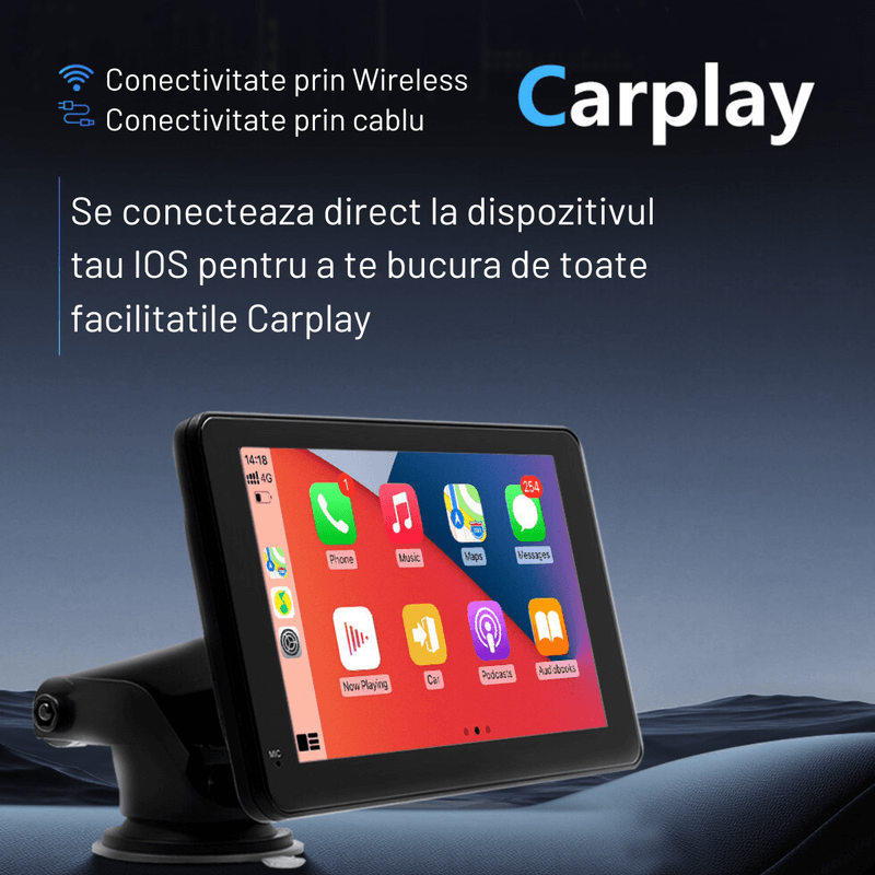 Auto si Moto - Electronice auto - Navigatii GPS - Navigatie Auto universala cu display 7 inch cu Touch screen Dasbo®, Apple Carplay si Android Auto, Bluetooth, Radio FM - Infinity.ro