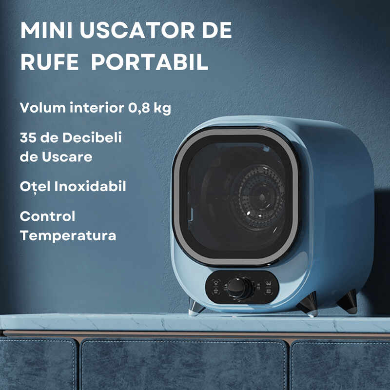 Electronice si Electrocasnice - Masini si uscatoare de rufe - Masini de spalat rufe cu uscator - Uscator de Rufe portabil si compact, mini uscator DASBO cu condensator, 0.8 Kg, Pompa de caldura - Infinity.ro