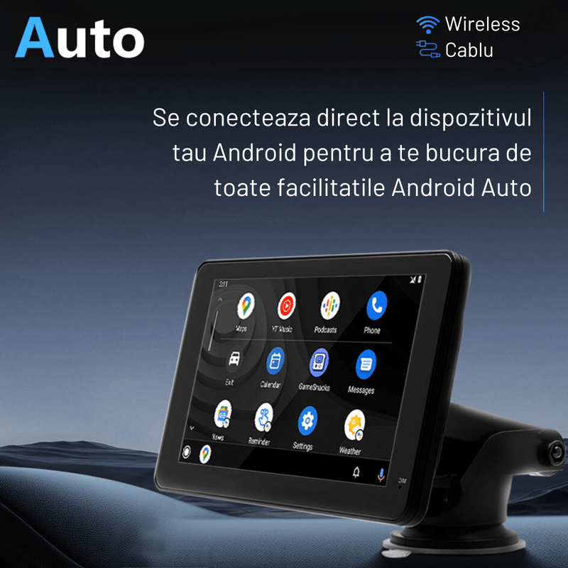 Auto si Moto - Electronice auto - Navigatii GPS - Navigatie Auto universala cu display 7 inch cu Touch screen Dasbo®, Apple Carplay si Android Auto, Bluetooth, Radio FM - Infinity.ro