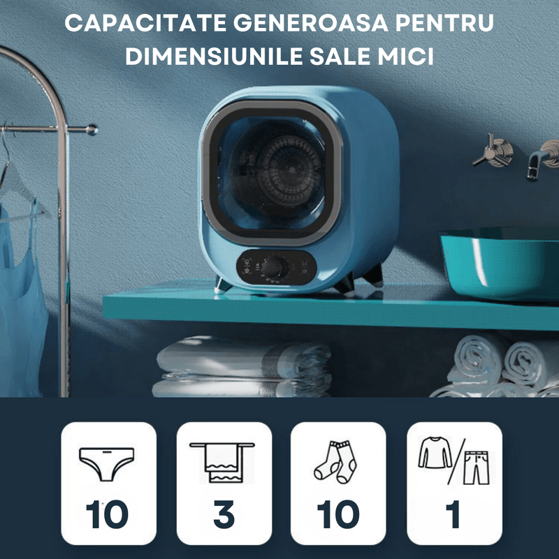 Electronice si Electrocasnice - Masini si uscatoare de rufe - Masini de spalat rufe cu uscator - Uscator de Rufe portabil si compact, mini uscator DASBO cu condensator, 0.8 Kg, Pompa de caldura - Infinity.ro