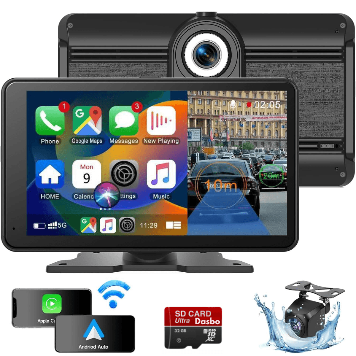 Navigatie Auto Multimedia Universarala Dasbo®, Display 7 inch cu Touch screen, Camera Inregistrare fata 2k+ spate 1080P