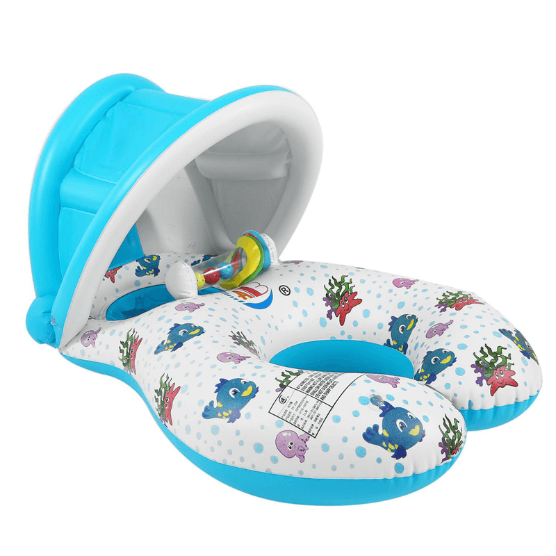 Jucarii, Copii si Bebe - Jucarii si jocuri - Jucarii de exterior - Colaci, ochelari si accesorii inot copii - Colac inot gonflabil cu parasolar detasabil pentru bebelusi si copii, cu spatar si jucarie integrata - Infinity.ro