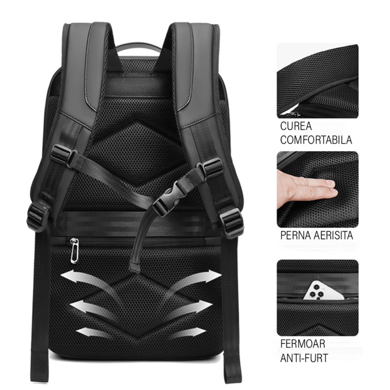 Fashion, accesorii si bijuterii - Barbati - Accesorii barbati - Genti si rucsacuri barbati - Rucsac elegant impermeabil multifunctional, pentru laptop sau calatorii, rezistent la uzura cu protectie, Antifurt - Infinity.ro