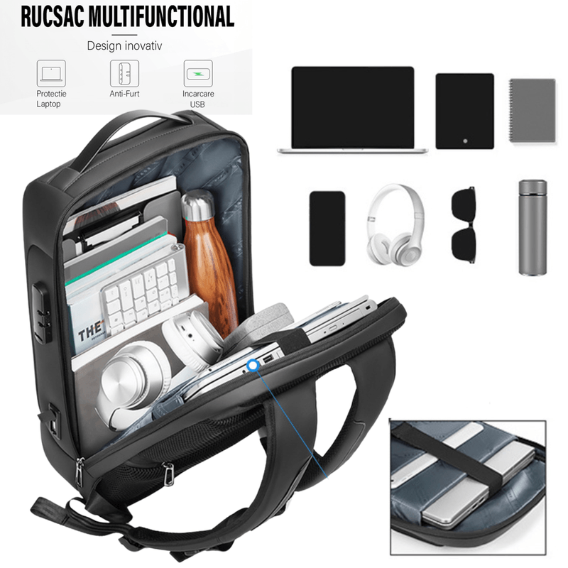 Fashion, accesorii si bijuterii - Barbati - Accesorii barbati - Genti si rucsacuri barbati - Rucsac elegant impermeabil multifunctional, pentru laptop sau calatorii, rezistent la uzura cu protectie, Antifurt - Infinity.ro