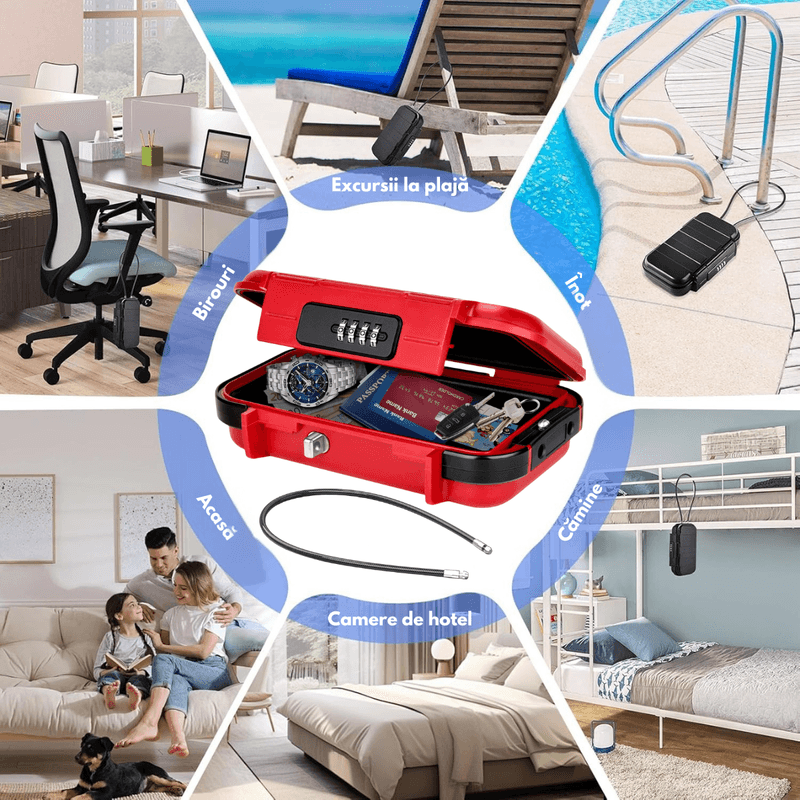 Casa si Gradina - Constructii - Depozitare, transport si protectie - Seifuri si casete de valori - Seif Portabil Antifurt cu Cod Numeric, Dasbo®, Caseta de Valori Impermeabila cu sistem de blocare, Cablu de siguranta - Infinity.ro