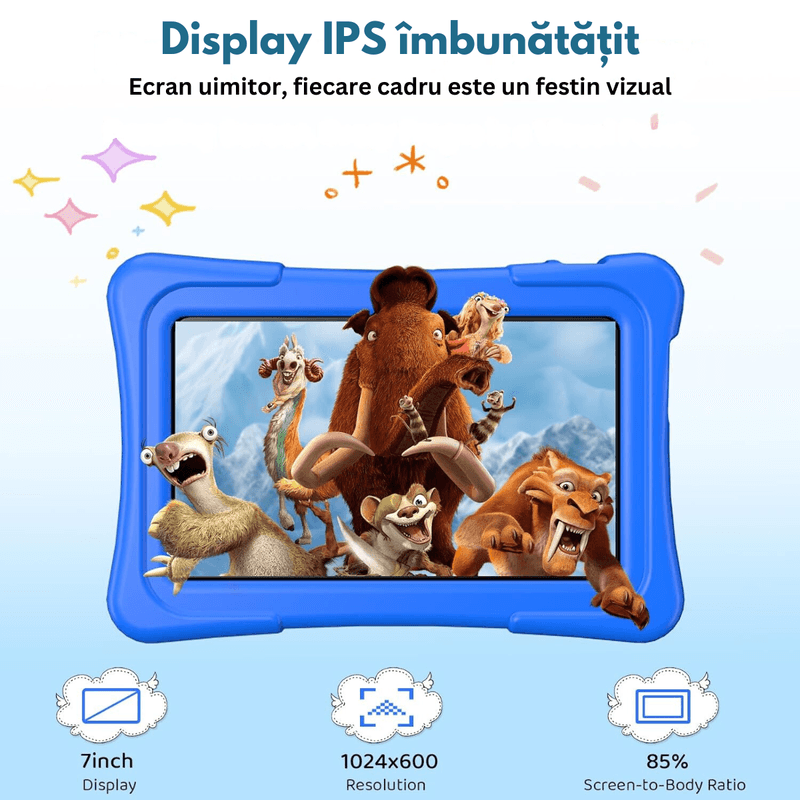 Laptop, Telefoane si Tablete - Tablete si accesorii tablete - Tablete - Tableta pentru copii de 7 inch Dasbo®, Android, 3GB RAM, 32GB ROM (extensibila la 128GB), Software copii preinstalat - Infinity.ro