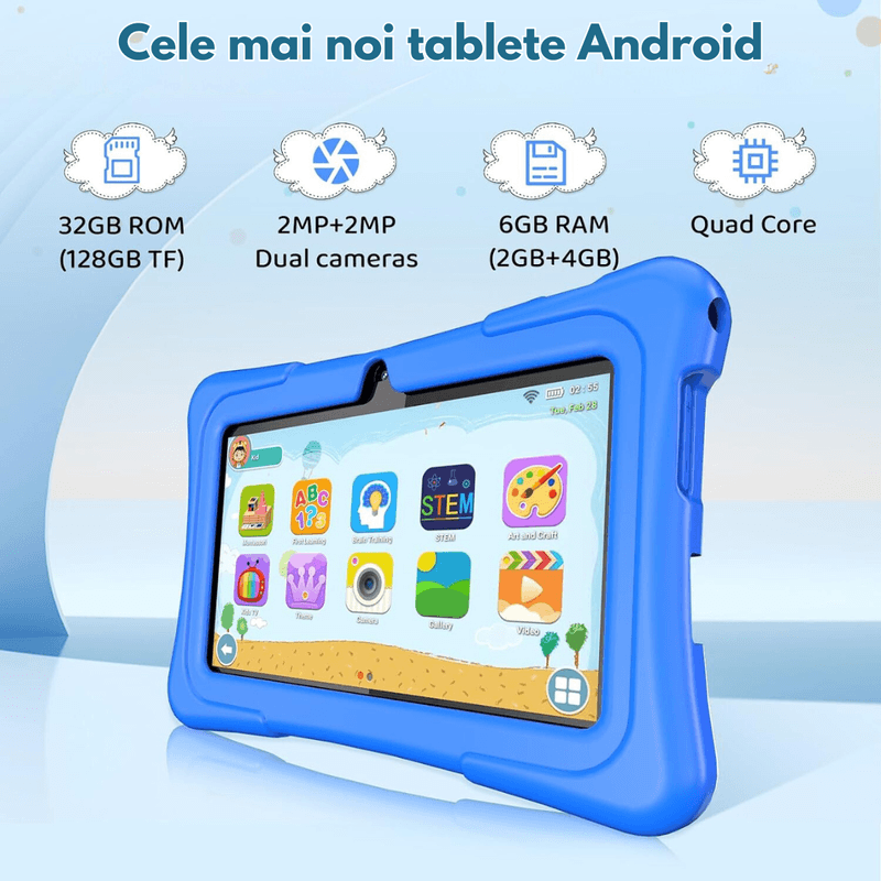 Laptop, Telefoane si Tablete - Tablete si accesorii tablete - Tablete - Tableta pentru copii de 7 inch Dasbo®, Android, 3GB RAM, 32GB ROM (extensibila la 128GB), Software copii preinstalat - Infinity.ro