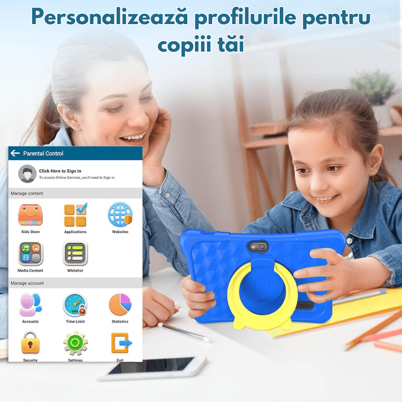 Laptop, Telefoane si Tablete - Tablete si accesorii tablete - Tablete - Tableta pentru copii de 7 inch Dasbo®, Android, 3GB RAM, 32GB ROM (extensibila la 128GB), Software copii preinstalat - Infinity.ro
