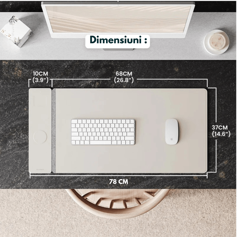 PC, gaming si accesorii - Periferice PC - Mousepad - Mousepad cu Incarcare rapida Wireless 2x15W, Protectie pentru birou Dasbo®, Rezistent la apa si usor de curatat - Infinity.ro