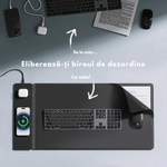 PC, gaming si accesorii - Periferice PC - Mousepad - Mousepad cu Incarcare rapida Wireless 2x15W, Protectie pentru birou Dasbo®, Rezistent la apa si usor de curatat - Infinity.ro