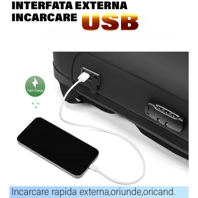Fashion, accesorii si bijuterii - Barbati - Accesorii barbati - Genti si rucsacuri barbati - Rucsac elegant impermeabil multifunctional, pentru laptop sau calatorii, rezistent la uzura cu protectie, Antifurt - Infinity.ro