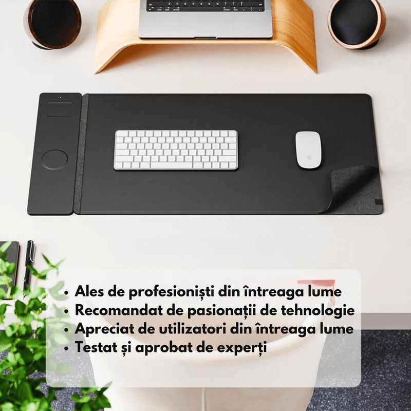 PC, gaming si accesorii - Periferice PC - Mousepad - Mousepad cu Incarcare rapida Wireless 2x15W, Protectie pentru birou Dasbo®, Rezistent la apa si usor de curatat - Infinity.ro