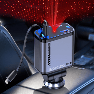 Incarcator Auto Multifunctional 5 in 1 cu Lumina Ambientala, Proiector Stelar plafon, Fast Charge 65W PD + QC 30W