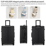 Sport si Outdoor - Articole de voiaj - Trolere - Troler de mana pentru Cabina Avion, Dasbo®, inserti din aluminiu cu suport pentru pahar si port USB incarcare,54x36x24cm - Infinity.ro