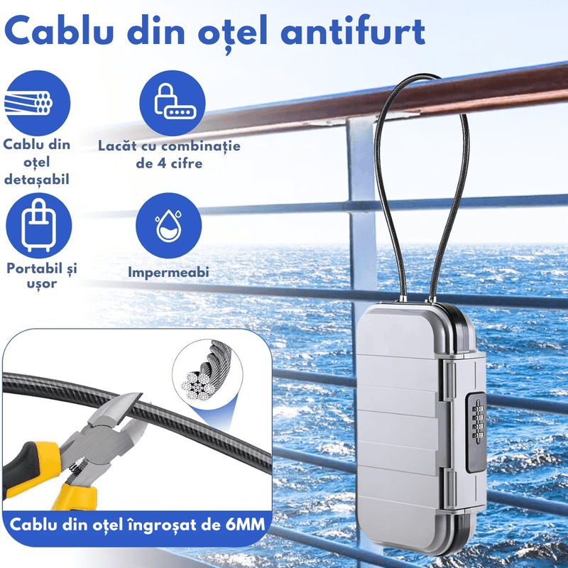 Casa si Gradina - Constructii - Depozitare, transport si protectie - Seifuri si casete de valori - Seif Portabil Antifurt cu Cod Numeric, Dasbo®, Caseta de Valori Impermeabila cu sistem de blocare, Cablu de siguranta - Infinity.ro