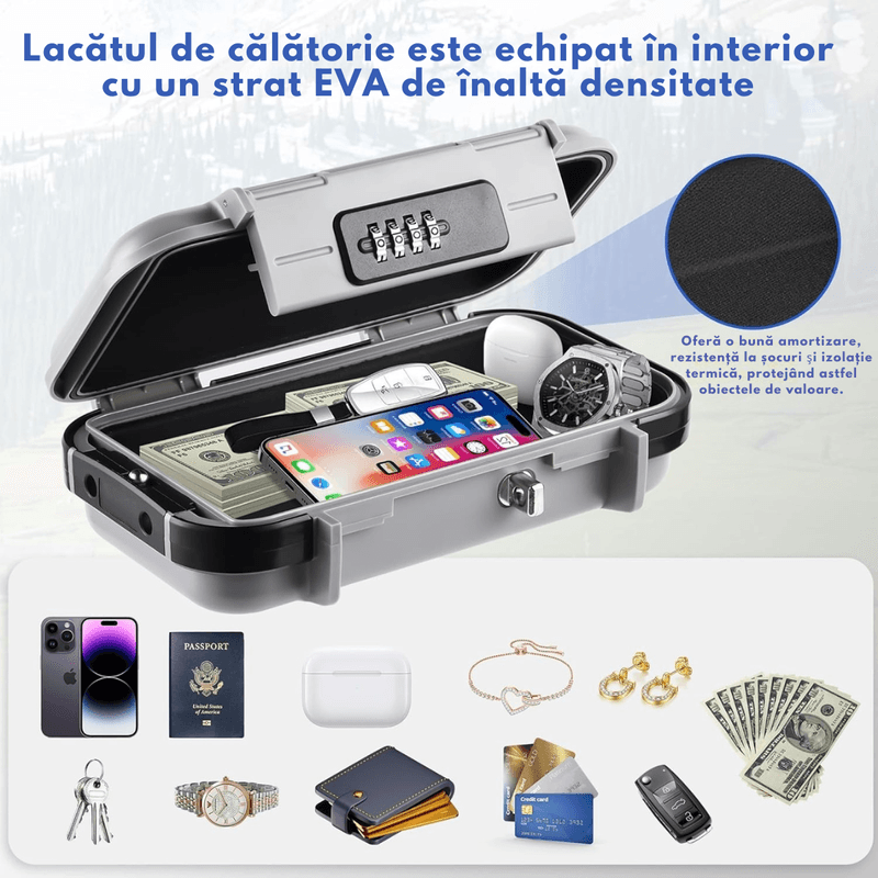 Casa si Gradina - Constructii - Depozitare, transport si protectie - Seifuri si casete de valori - Seif Portabil Antifurt cu Cod Numeric, Dasbo®, Caseta de Valori Impermeabila cu sistem de blocare, Cablu de siguranta - Infinity.ro
