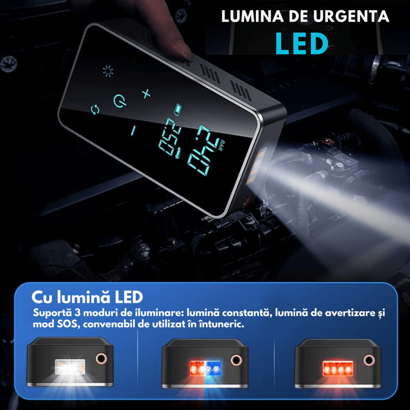 Auto si Moto - Reparatii si depanare - Compresoare auto - Compresor auto electric, Multifunctional 12V, Pompa de aer 6 in 1 Dasbo® cu afisaj digital LCD Full-Touch, Lanterna LED - Infinity.ro