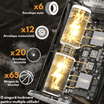 Auto si Moto - Reparatii si depanare - Compresoare auto - Compresor de Aer Portabil 6-in-1, Pompa Auto Multifunctionala, Bicicleta, Motocicleta si Mingi, cu Baterie 5200mAh - Infinity.ro