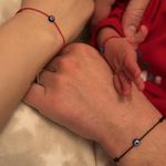 Fashion, accesorii si bijuterii - Femei - Bijuterii femei - Bratari femei - Set 3 Bratari Familie, Mama, bebe si tatic cu ochi de deochi plat, reglabile din snur rosu, negru de matase - Infinity.ro