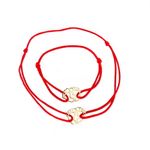 Fashion, accesorii si bijuterii - Femei - Bijuterii femei - Bratari femei - Set 2 Bratari Mama si bebe din aur 14k cu charm talpite, reglabile din snur rosu de matase lucrate 100% manual - Infinity.ro
