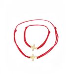 Fashion, accesorii si bijuterii - Femei - Bijuterii femei - Bratari femei - Set 2 Bratari Mama si bebe din aur 14k cu charm cruciulita, reglabile din snur rosu de matase lucrate 100% manual - Infinity.ro