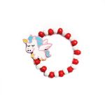 Market - Cadouri - Martisoare - Bratara copii elastica, cu charm unicorn zburator si margelute din lemn, model 1 - Infinity.ro