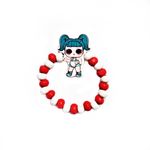 Market - Cadouri - Martisoare - Bratara Martisor pentru copii, elastica cu fetita LOL tourquaz, cu margelute de lemn - Infinity.ro