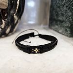 Fashion, accesorii si bijuterii - Barbati - Bijuterii barbati - Bratari barbati - Bratara din piele naturala cu Cruciulita din Aur 14k, reglabila, unisex, realizata manual - Infinity.ro