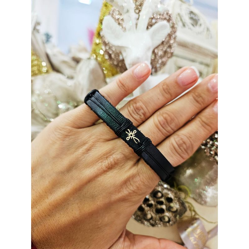 Fashion, accesorii si bijuterii - Barbati - Bijuterii barbati - Bratari barbati - Bratara din piele naturala cu Cruciulita din Aur 14k, reglabila, unisex, realizata manual - Infinity.ro