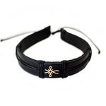 Fashion, accesorii si bijuterii - Barbati - Bijuterii barbati - Bratari barbati - Bratara din piele naturala cu Cruciulita din Aur 14k, reglabila, unisex, realizata manual - Infinity.ro