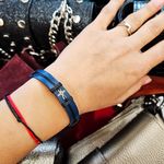 Fashion, accesorii si bijuterii - Barbati - Bijuterii barbati - Bratari barbati - Bratara barbati din piele naturala albastru inchis cu Cruciulita din Aur 14k, reglabila, realizata manual - Infinity.ro