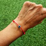 Fashion, accesorii si bijuterii - Barbati - Bijuterii barbati - Bratari barbati - Bratara cu ochi de deochi rotund, adult, reglabila din snur rosu Gros de matase - Infinity.ro