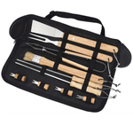 Casa si Gradina - Gradina si terasa - Gratare si accesorii - Accesorii gratare - Set complet ustensile pentru gratar din inox cu manere din lemn, 11 piese pentru gatit, livrat in geanta practica - Infinity.ro