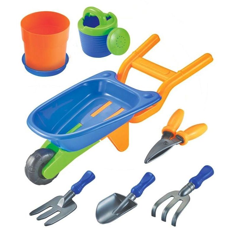 Jucarii, Copii si Bebe - Jucarii si jocuri - Jucarii de exterior - Alte jucarii de exterior - Set jucarii roaba + 7 accesorii pentru plaja si gradina - Infinity.ro