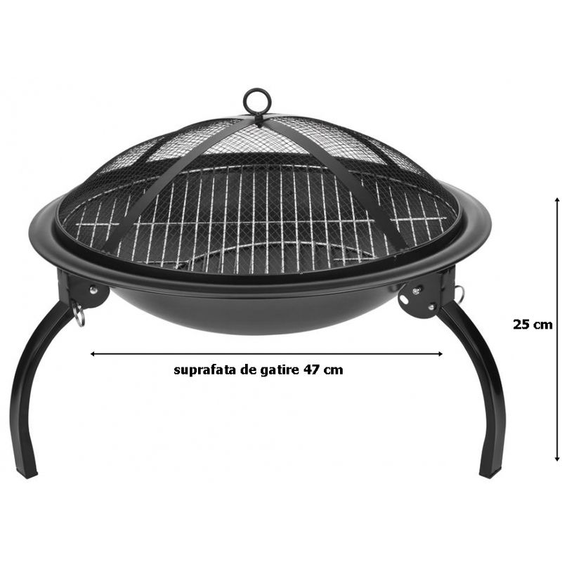 Casa si Gradina - Gradina si terasa - Gratare si accesorii - Gratare de gradina - Gratar gradina,camping grill rotund, metal, 54x25 cm - Infinity.ro