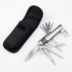 Casa si Gradina - Constructii - Scule electrice si accesorii - Scule multifunctionale si accesorii - Briceag multifunctional 15 in 1 din otel inoxidabil, design ergonomic, ideal pentru camping si pescuit, husa textila - Infinity.ro