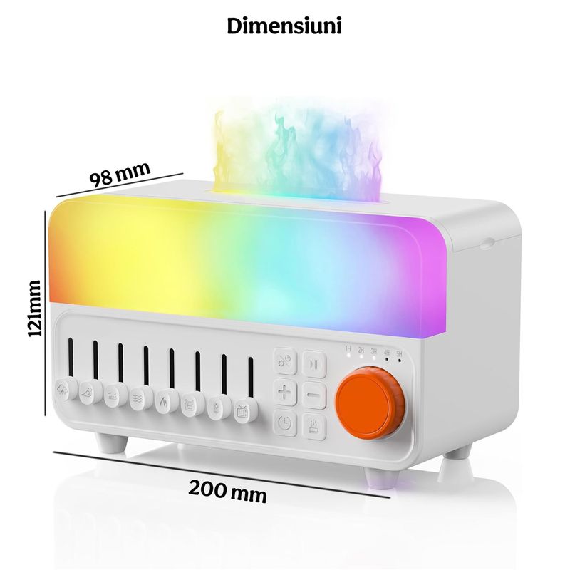 Electronice si Electrocasnice - Climatizare si sisteme de incalzire - Aparate filtrare aer - Umidificatoare - Umidificator Aer Tip Radio cu 12 Culori si 8 Sunete din Natura, Difuzor Uleiuri Esentiale 4-in-1 - Infinity.ro