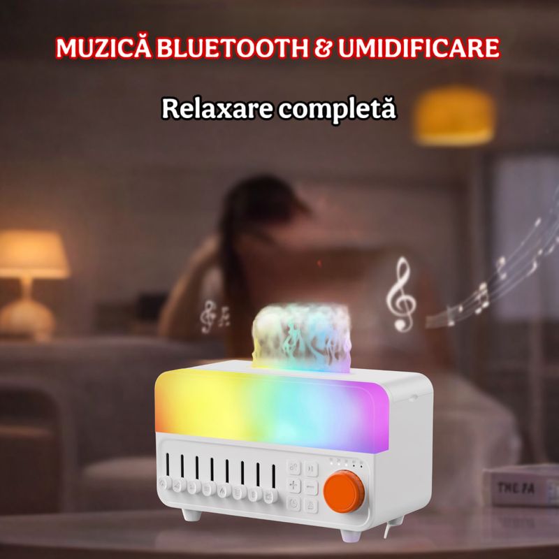 Electronice si Electrocasnice - Climatizare si sisteme de incalzire - Aparate filtrare aer - Umidificatoare - Umidificator Aer Tip Radio cu 12 Culori si 8 Sunete din Natura, Difuzor Uleiuri Esentiale 4-in-1 - Infinity.ro