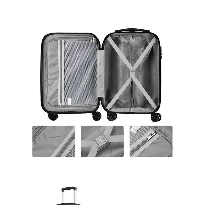 Sport si Outdoor - Articole de voiaj - Trolere - Troler voiaj, 4 roti duble 360 grade, inchidere cifru, ABS, Negru, 33x22x55cm - Infinity.ro