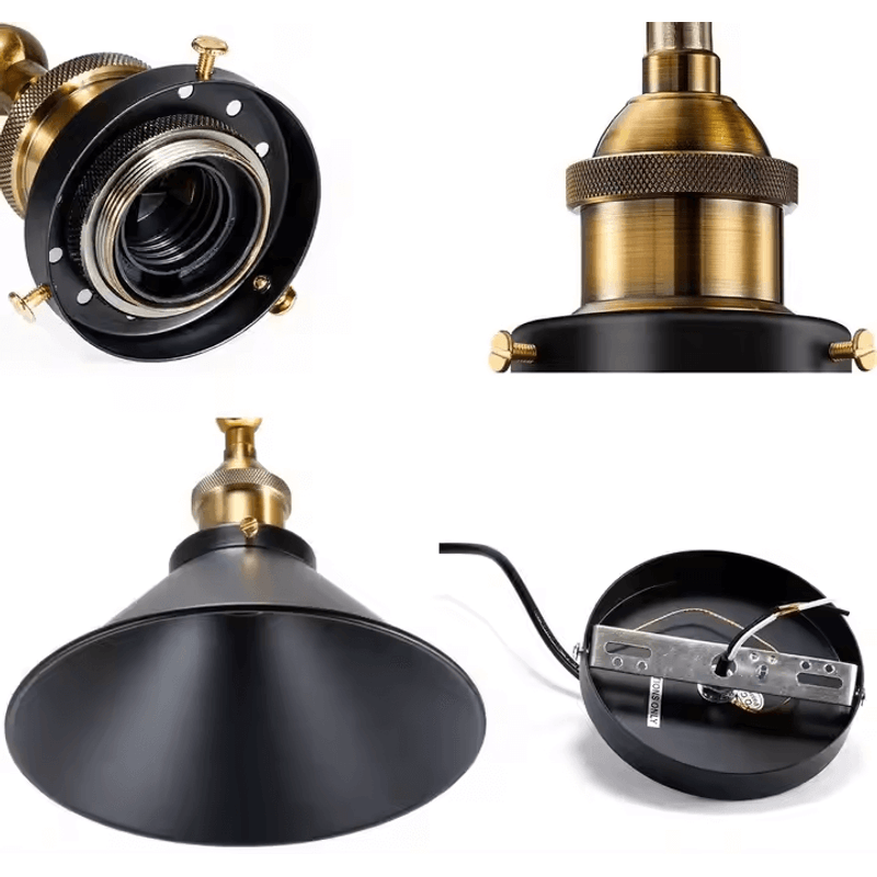 Casa si Gradina - Corpuri si surse de iluminat - Lustre si pendule - Pendul retro industrial AB Luxury Concept, auriu antic/negru, E27, 22x10x120cm - Infinity.ro