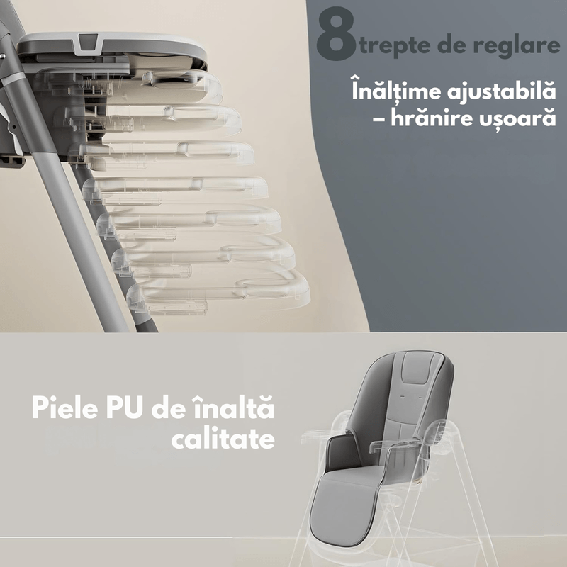 Jucarii, Copii si Bebe - Hrana si alaptare - Scaune de masa bebe - Scaun de Masa Pliabil 3 in 1 pentru Bebelusi si Copii, Qova®, Multifunctional, Reglabil pe inaltime, 4 Pozitii inclinare - Infinity.ro