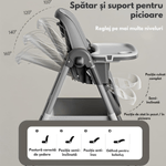 Jucarii, Copii si Bebe - Hrana si alaptare - Scaune de masa bebe - Scaun de Masa Pliabil 3 in 1 pentru Bebelusi si Copii, Qova®, Multifunctional, Reglabil pe inaltime, 4 Pozitii inclinare - Infinity.ro