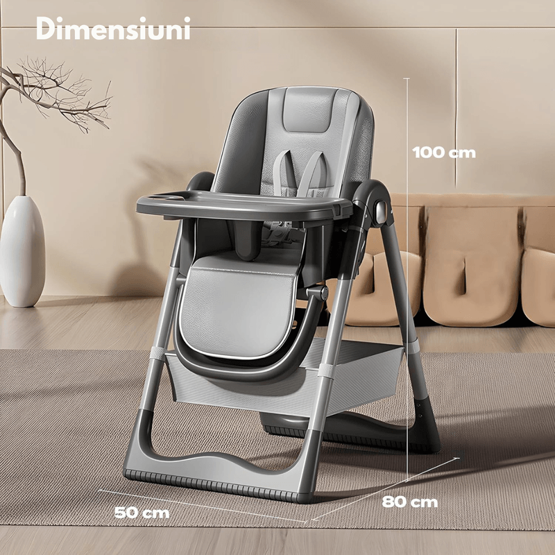 Jucarii, Copii si Bebe - Hrana si alaptare - Scaune de masa bebe - Scaun de Masa Pliabil 3 in 1 pentru Bebelusi si Copii, Qova®, Multifunctional, Reglabil pe inaltime, 4 Pozitii inclinare - Infinity.ro