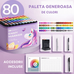 Carti si Birotica - Birotica - Instrumente de scris - Creioane - Set 80 de carioci profesionale, cerneala pe baza de alcool, INCO®, multicolore pentru desen, varf dublu subtire si gros - Infinity.ro