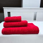 Casa si Gradina - Textile si covoare - Textile baie - Prosoape - Set 3 prosoape baie Greek Border Jacquard Plush Luxury - 100% Bumbac, 500g/mp, rosu - Infinity.ro