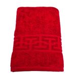 Casa si Gradina - Textile si covoare - Textile baie - Prosoape - Set 3 prosoape baie Greek Border Jacquard Plush Luxury - 100% Bumbac, 500g/mp, rosu - Infinity.ro