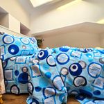 Casa si Gradina - Textile si covoare - Lenjerii de pat - Seturi de lenjerie - Lenjerie de pat 4 piese, 2 persoane, tesatura clasica neteda, 100% bumbac, decor geometric- 20 - Infinity.ro