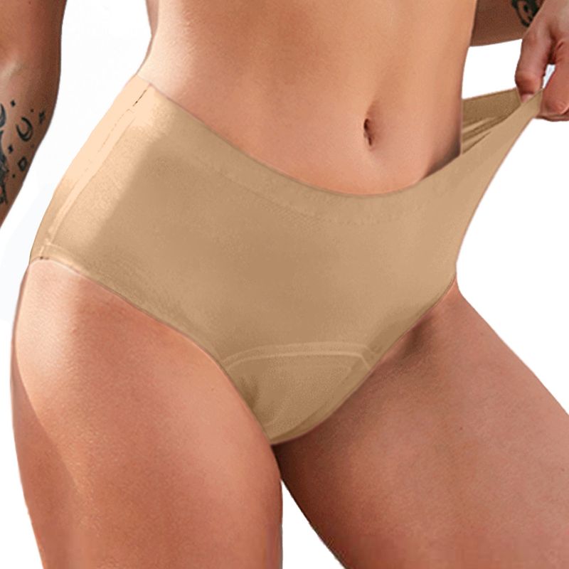 Fashion, accesorii si bijuterii - Femei - Lenjerie si pijamale femei - Lenjerie intima femei - Chiloti Menstruali cu Cusaturi Lipite - Bej - Bej, M - Infinity.ro